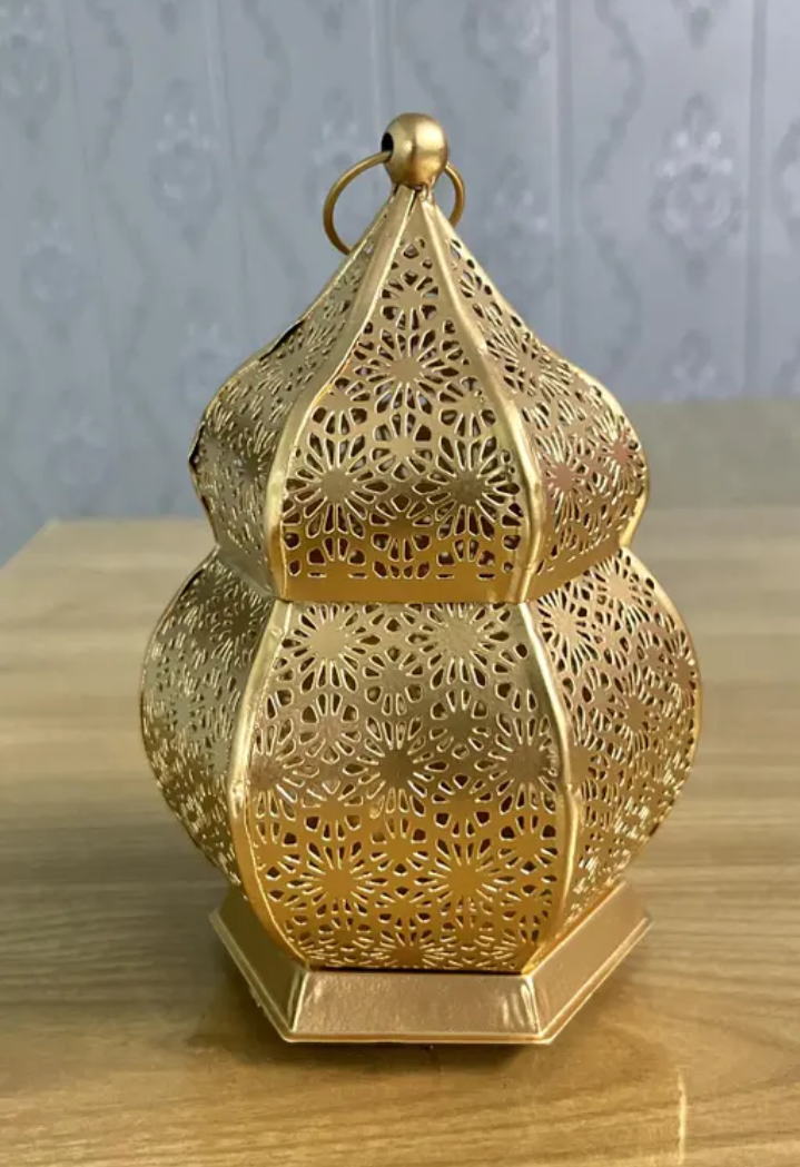 metal Golden Dome Lantern Etched lantern Decorative lantern small Lantern 6 inches